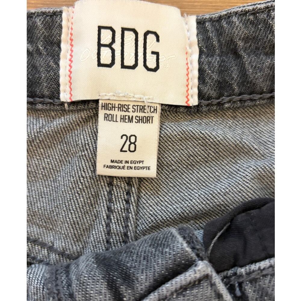 BDG Urban Outfitters High Rise Denim Shorts Size 28 Black Gray Acid Wash Cuffed - Picture 2 of 4